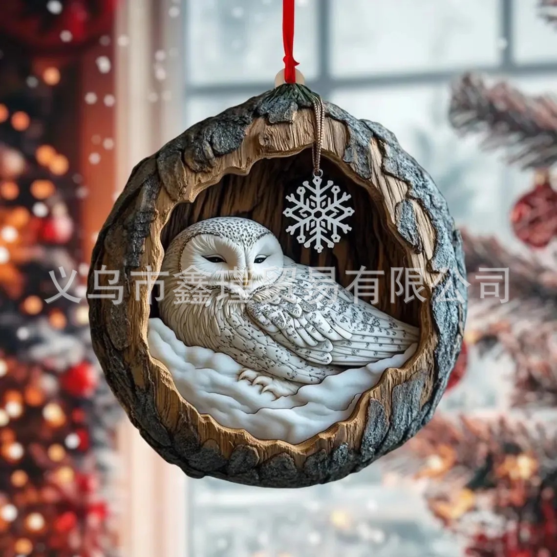 Explosiones transfronterizas mapache erizo decoraciones de árbol de Navidad búho decoraciones de Navidad colgantes planos acrílicos image 21