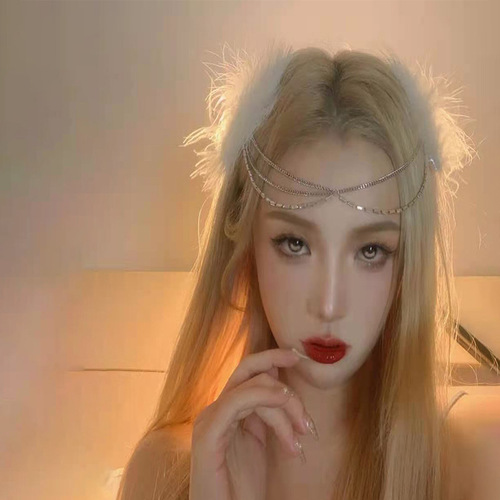 Wig for women with long hair, full headband style, face shaping, medium parting, long straight hair, lolita natural fluffy wig set