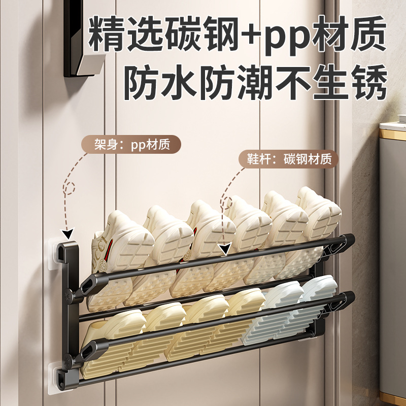 跨境浴室壁挂鞋架免打孔门后拖鞋挂架宿舍卫生间拖鞋凉鞋收纳架