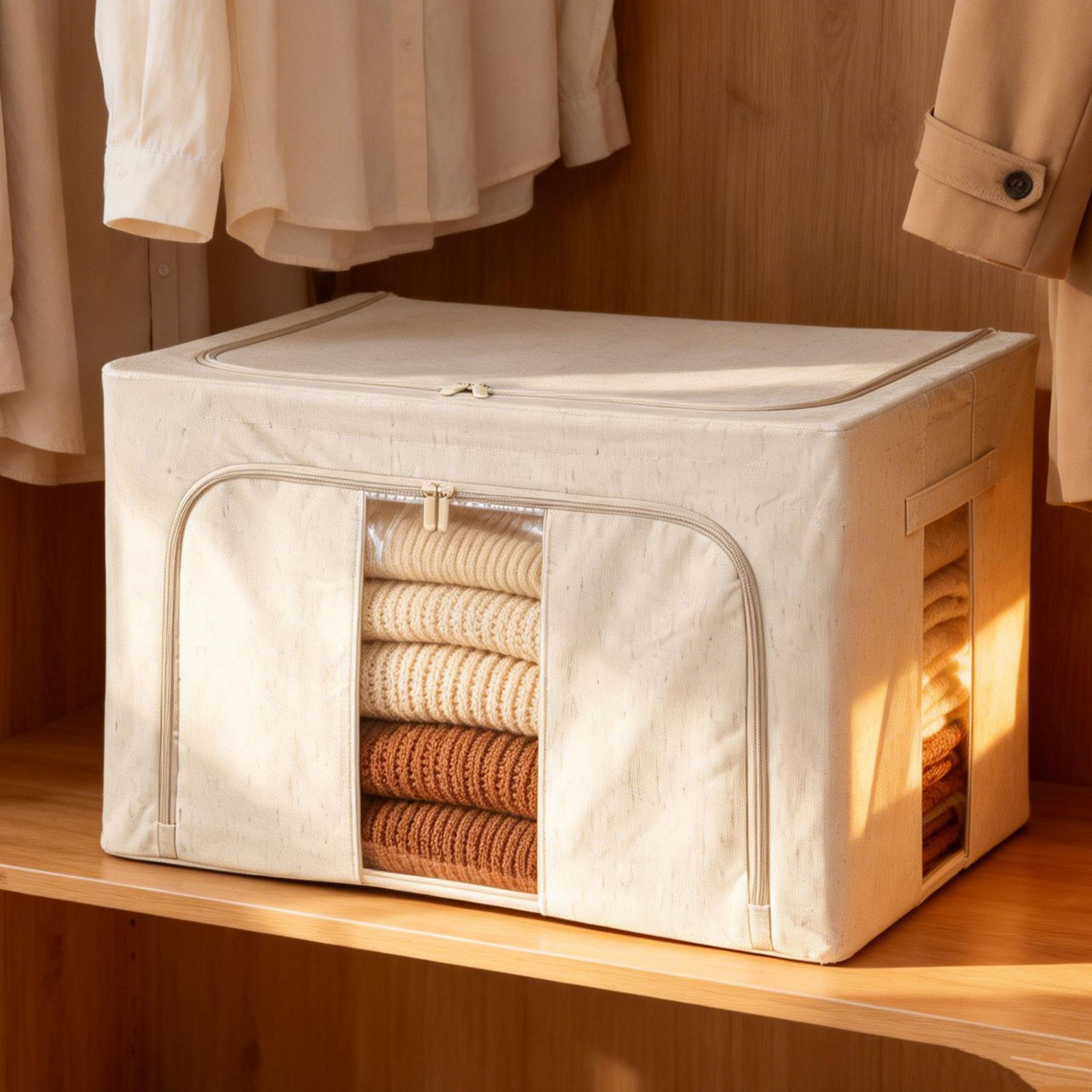 Tianshan Cotton and Linen Clothing Storage Box Pp Board Washable Household Dustproof Wardrobe Clothing Organizer Box Foldable Storage Box
