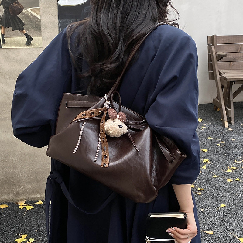 Túi tote nữ cỡ lớn dáng shopping đeo vai kẹp nách — Màu cà phê Không có mặt dây chuyền, Màu nâu không có mặt dây chuyền, Rượu vang đỏ không có mặt dây chuyền, Đen không có mặt dây chuyền chi tiết 18