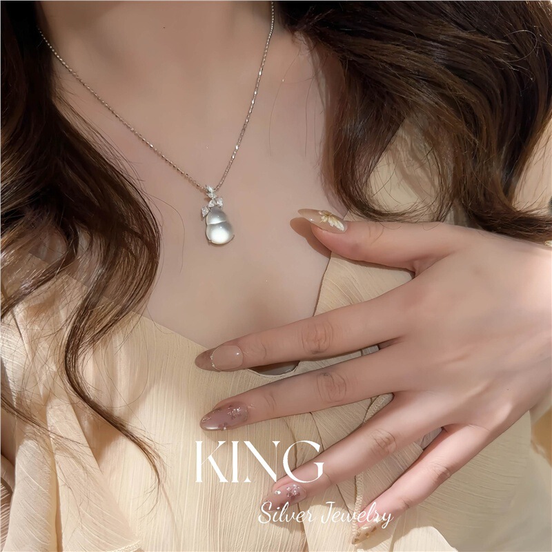 冰心玉葫 | S925银镀金水沫玉葫芦女小众复古时尚轻奢纯银项链|undefined