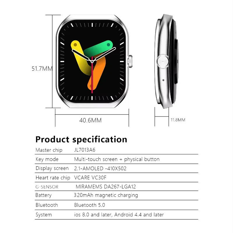 Fábrica de fuente de Shenzhen GL - 8 reloj inteligente 2.01 IP68 esfera impermeable pantalla táctil multifuncional larga duración