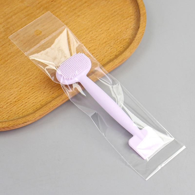 Horizontal spatula head facial cleansing brush: light purple
