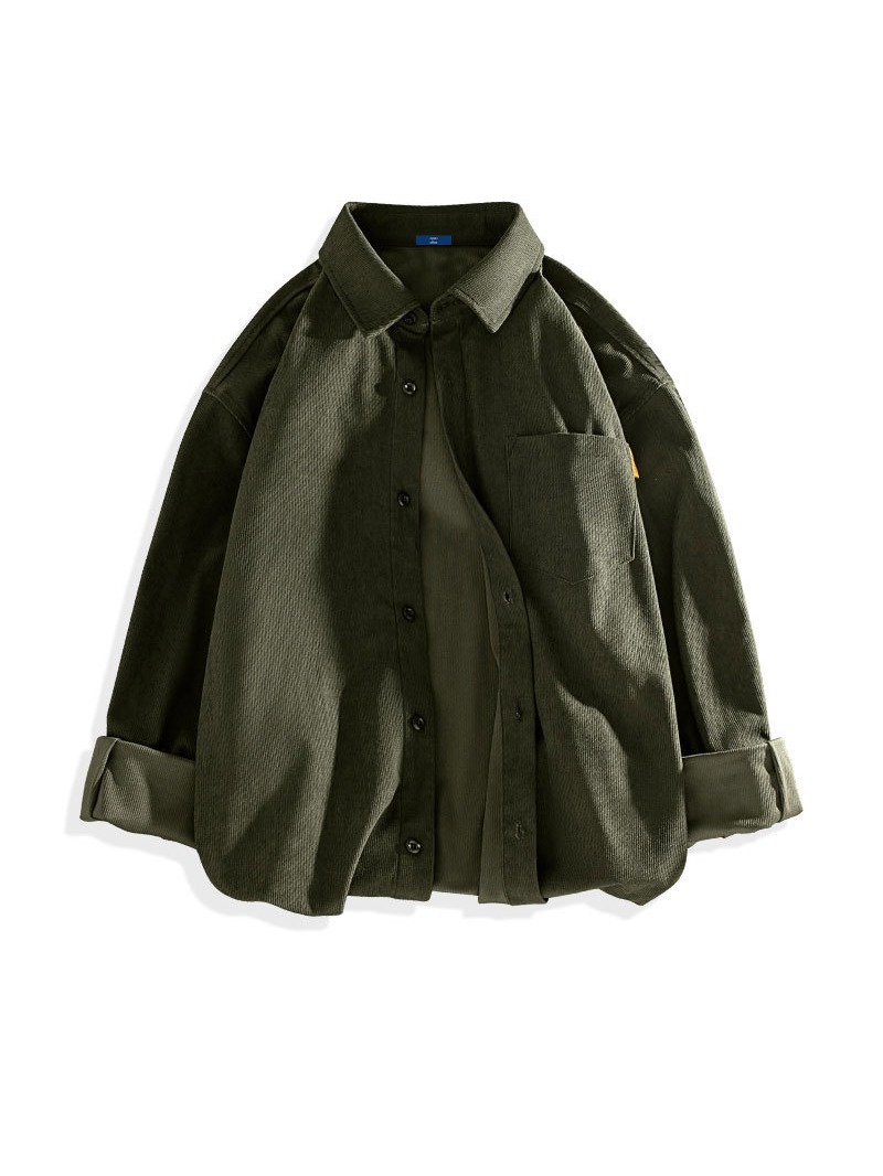 Japanese style trendy brand velvet long-sleeved shirt men's 2020 Autumn and Winter new casual Wick shirt all-matching coat