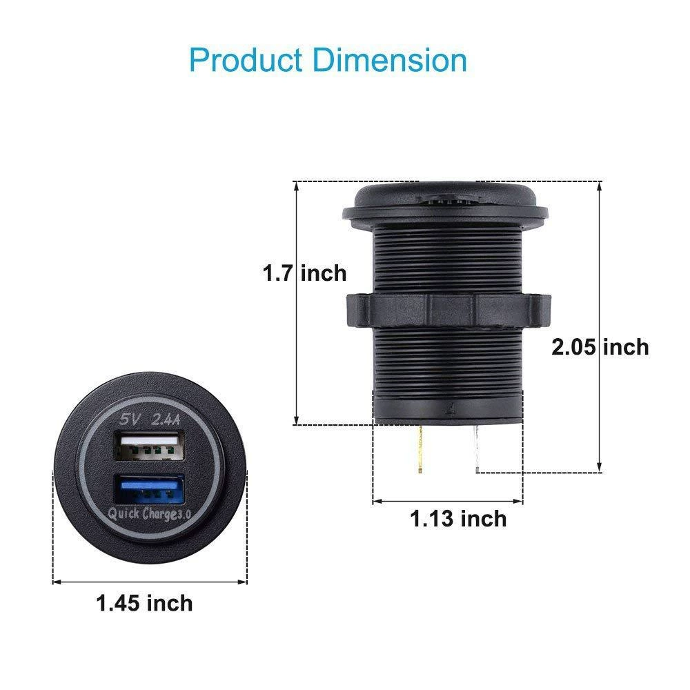Новый автомобиль RV модифицированный автомобиль двойной USB 2.4A+QC3.0 высокоскоростная зарядка для автомобиля умная быстрая зарядка вход 12-24В