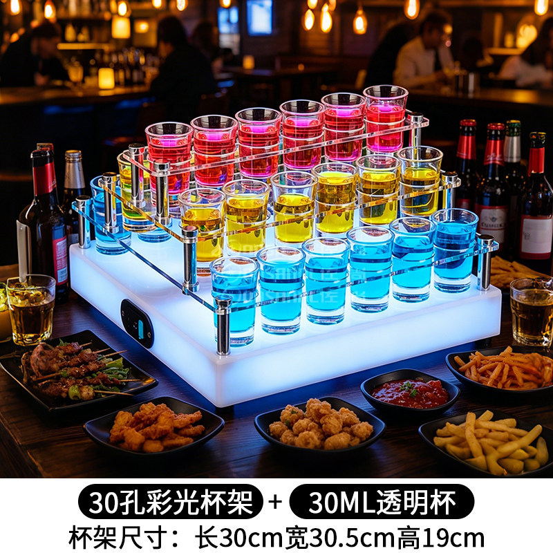 Estante para botellas de vino con iluminación LED, soporte para vasos de chupito, utensilios para beber en KTV, soporte para vasos de chupito, estante creativo y colorido para cócteles image 11