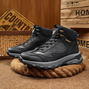 Cross-border Men's Shoes Autumn and Winter High-top Hiking Shoes Men's Waterproof Non-slip Cross-country Men's Hiking Shoes Outdoor plus size Tooling Shoes