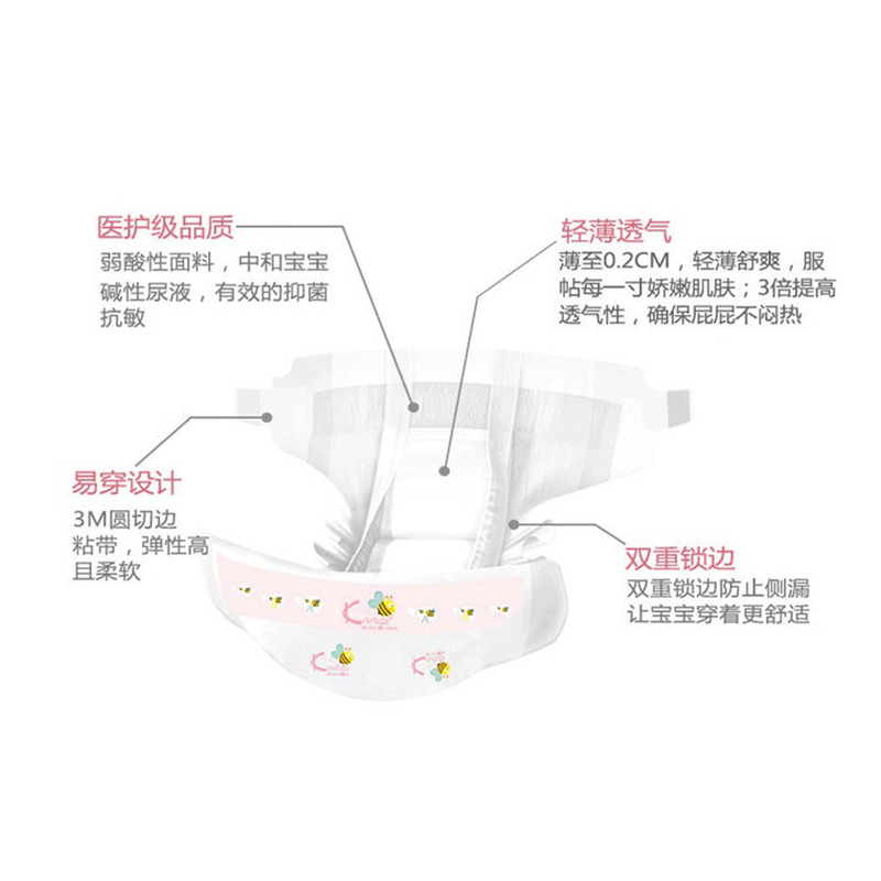 Ángel pañales cabilla pequeña abeja pañales impermeables secos transpirables fábrica de pañales para bebés directamente para la aprobación