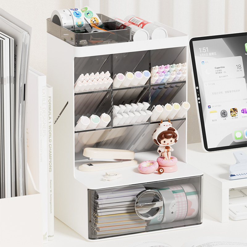 비스듬한 문구 서랍 상자 펜 홀더 학생 기숙사 데스크탑 사무실 수납 랙 보석 화장품 보관함