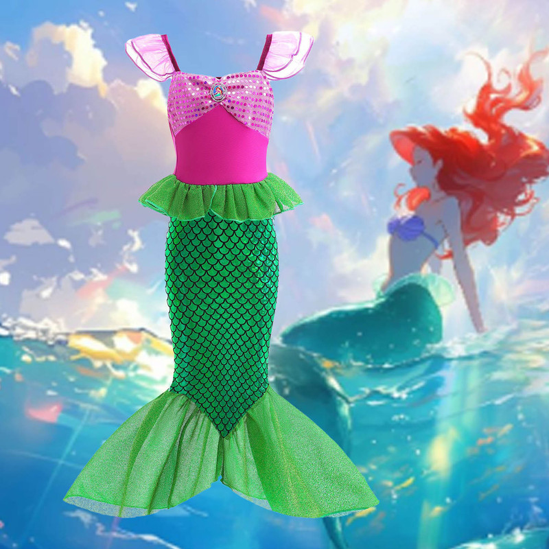 2022 Halloween Girls Mermaid Vest Dress Children's Baby Style Sleeveless Princess Dress Baby Long Dress