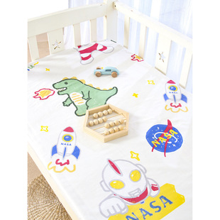 Class a Pure Cotton Crib Fitted Bed Sheets Baby Bed Sheets Kidsren's Spliced Bed Bedding Kindergarten Mattress Cover Bed Cover Wholesale