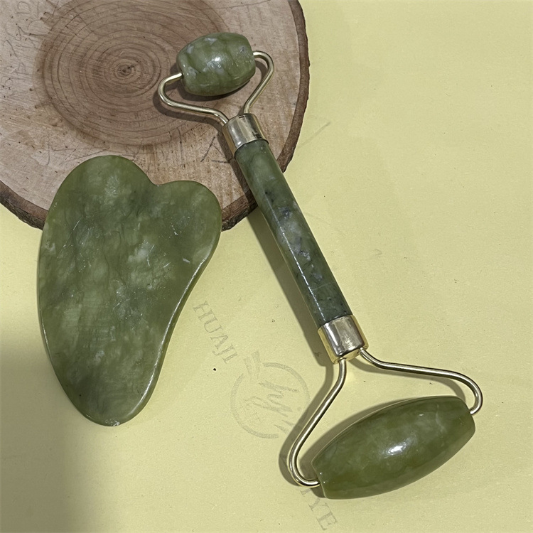 Rodillo de jade natural belleza contenedor blanco Jade raspado placa traje xiuyan Jade negro masajeador facial raspado placa