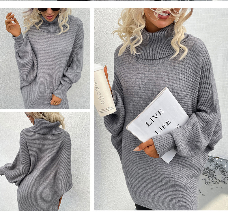 high lapel bat sleeve solid color sweater nihaostyles wholesale clothing NSMMY83338