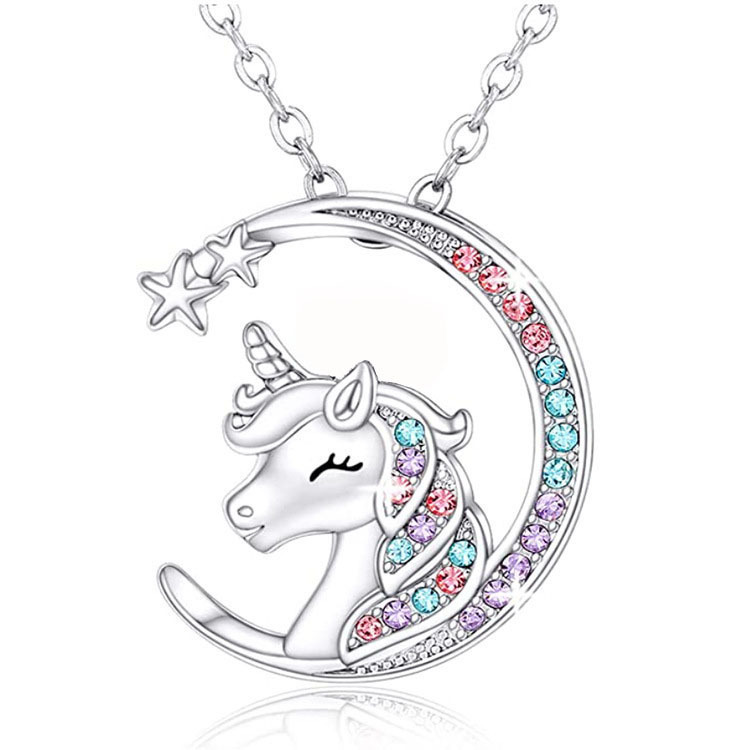 Simple Style Star Unicorn Alloy Rhinestone Women's Pendant Necklace display picture 1
