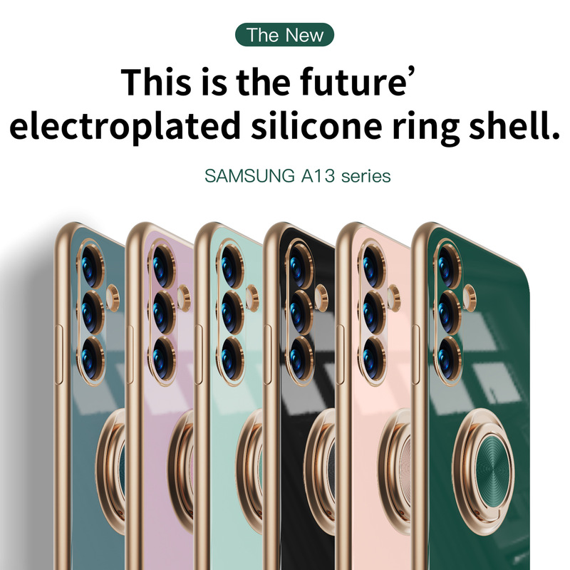 Suitable for Samsung A53 Mobile Phone Case A73/A13/A33/A03S Ring Holder Magnetic Electroplating Silicone Protective Cover