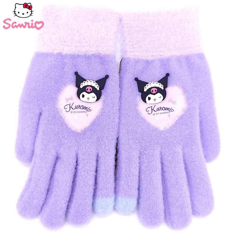 Вязаные дорожные утеплённые мультяшные перчатки Sanrio, для подростков