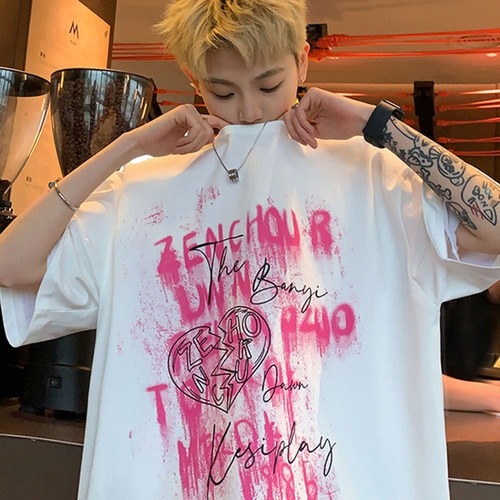 American heavyweight 260g pure cotton men's short-sleeve T-shirt summer trend brand casual versatile loose white men's top