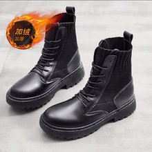 2021跨境鞋子女冬季爆款飞织马丁靴韩版百搭工装女鞋潮鞋一件代发