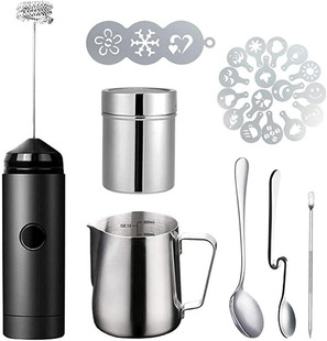 Amazon Hot Sale Handheld Milk Foamer Coffee Art Tool Set Coffee Printing Die Pull Flower Cup Pull Flower Spoon