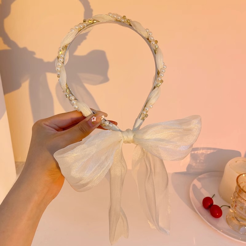 Sensor de alto nivel de banda de cabello para mujeres de alta presión craneal tarjeta de cabello temperamento de moda trenzada bufandas de seda banda de cabello adornamiento para el cabello