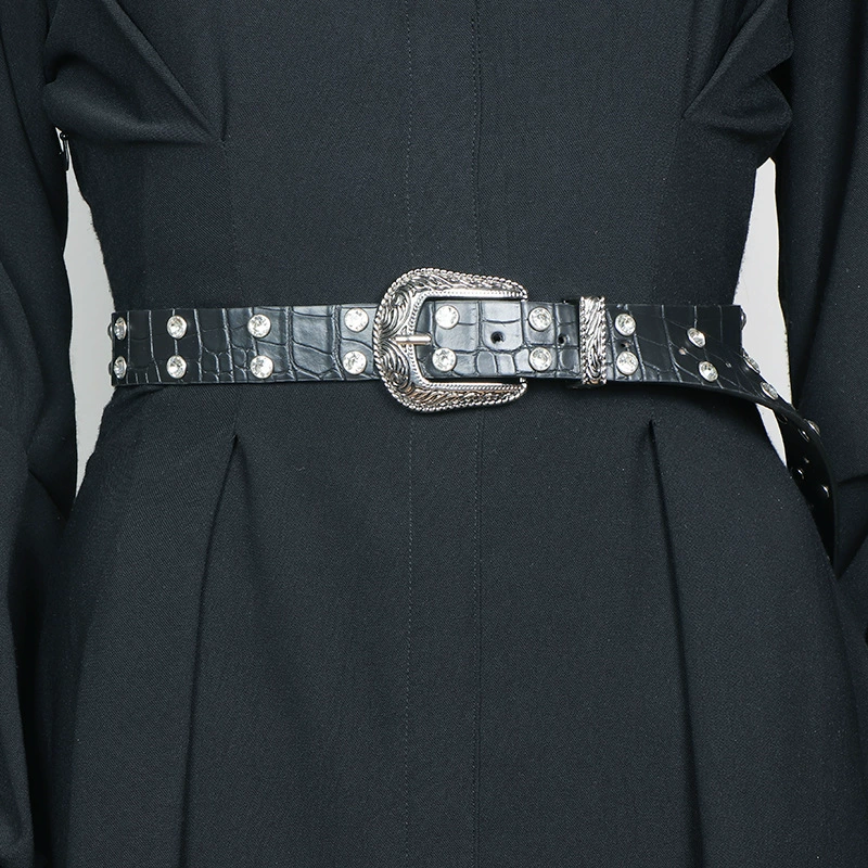 Belt, jeans, black retro universal accessory, American style