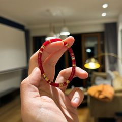 新しい中国風の牛血レッドアカプレスストレートカット錠剤ブレスレット男性と女性用 6 ミリメートルインターネット有名人の同じギフト