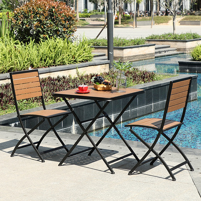 泳池派对休闲成套餐桌椅组合塑木户外烧烤铁艺桌椅露天咖啡厅桌子