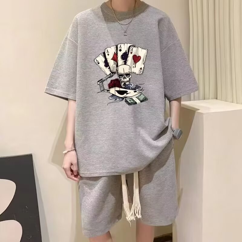 Men's Summer Sports Suit Set - Short-Sleeved T-Shirt, Basketball Jersey, Casual Shorts - Two-Piece Set - Korean Style Trendy 2026