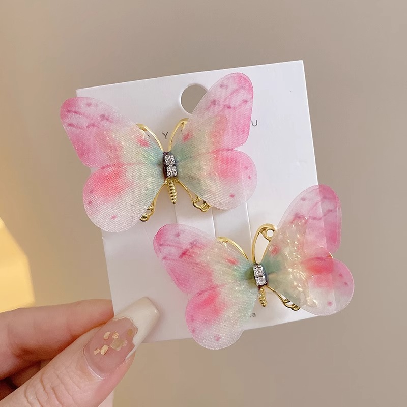 Horquilla de mariposa en movimiento horquilla de diamantes de imitación súper inmortal para niños 2025 nuevo clip de cabello roto lateral de niña accesorios para el cabello