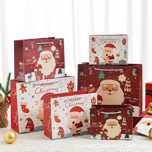 New Santa elk handbag thickened horizontal gift bag Christmas holiday gift bag wrapping paper bag