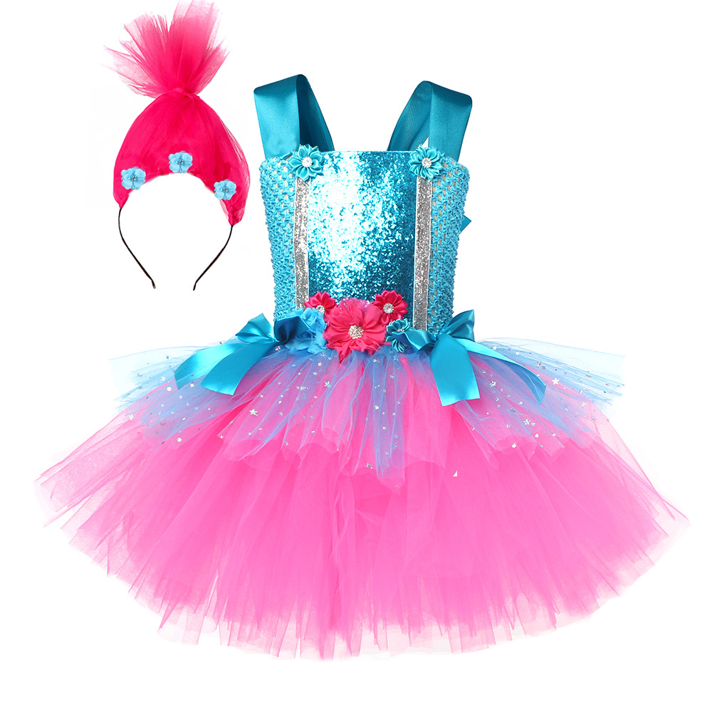 Girls' Halloween Trolls Anime Dress Costume