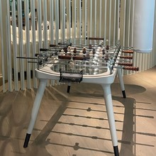 高端会所豪宅别墅实木水晶钢化玻璃标准桌上足球机意式双人足球机