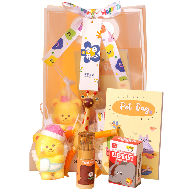 Bolsa de Regalo Creativa para la Vuelta al Cole, Bolsa de Regalo de Papelería, Bolsa de Regalo Transparente de Plástico de Alta Gama, Bolsa de Regalo