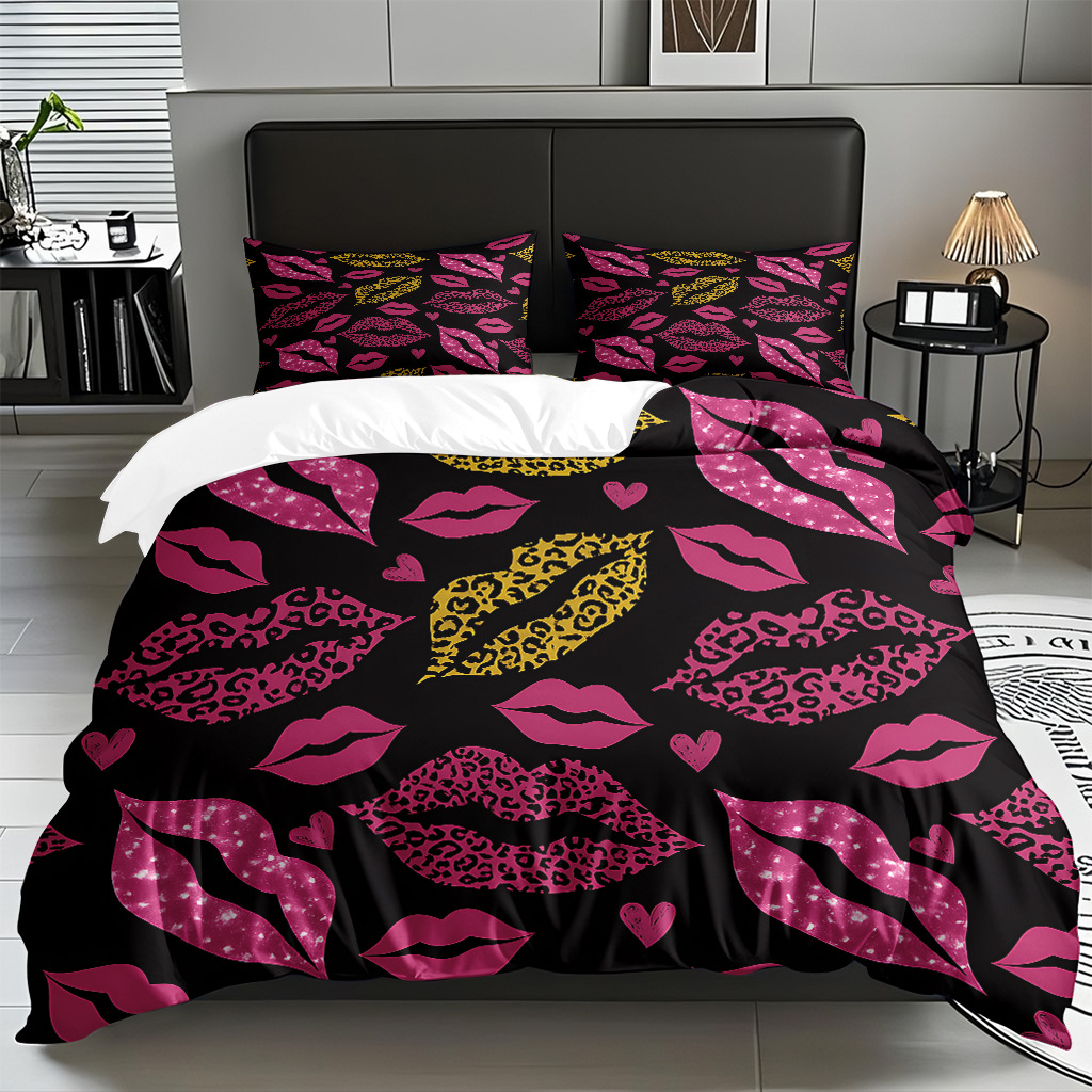 TEMU / JIT comercio exterior textil doméstico transfronterizo impresión digital de leopardo de alta definición colcha de colcha de almohada kit de ropa de cama para hacer dibujos