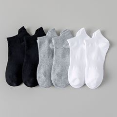 Zhuji Men's Socks, Spring/Summer Low-Cut Sports Ankle Socks – Classic Simple Solid Colors in Black, White, and Gray, Instagram-Fashionable Style