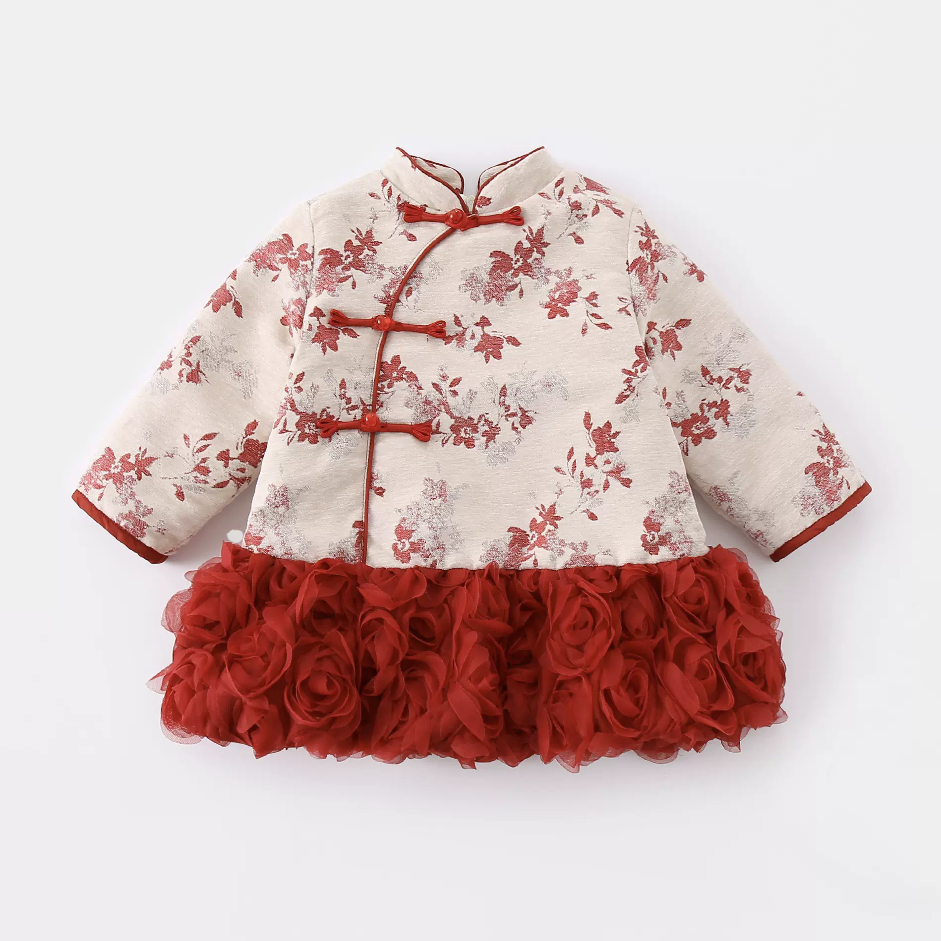 女童唐装古风网纱女宝宝新中式连衣裙中国风周岁婴儿拜年服汉服裙