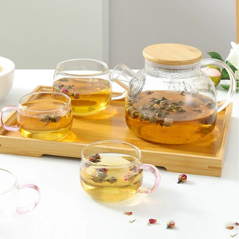 Glass fruit tea set, fruit tea, teapot, flavored tea, tea cup for home use, increased thickness