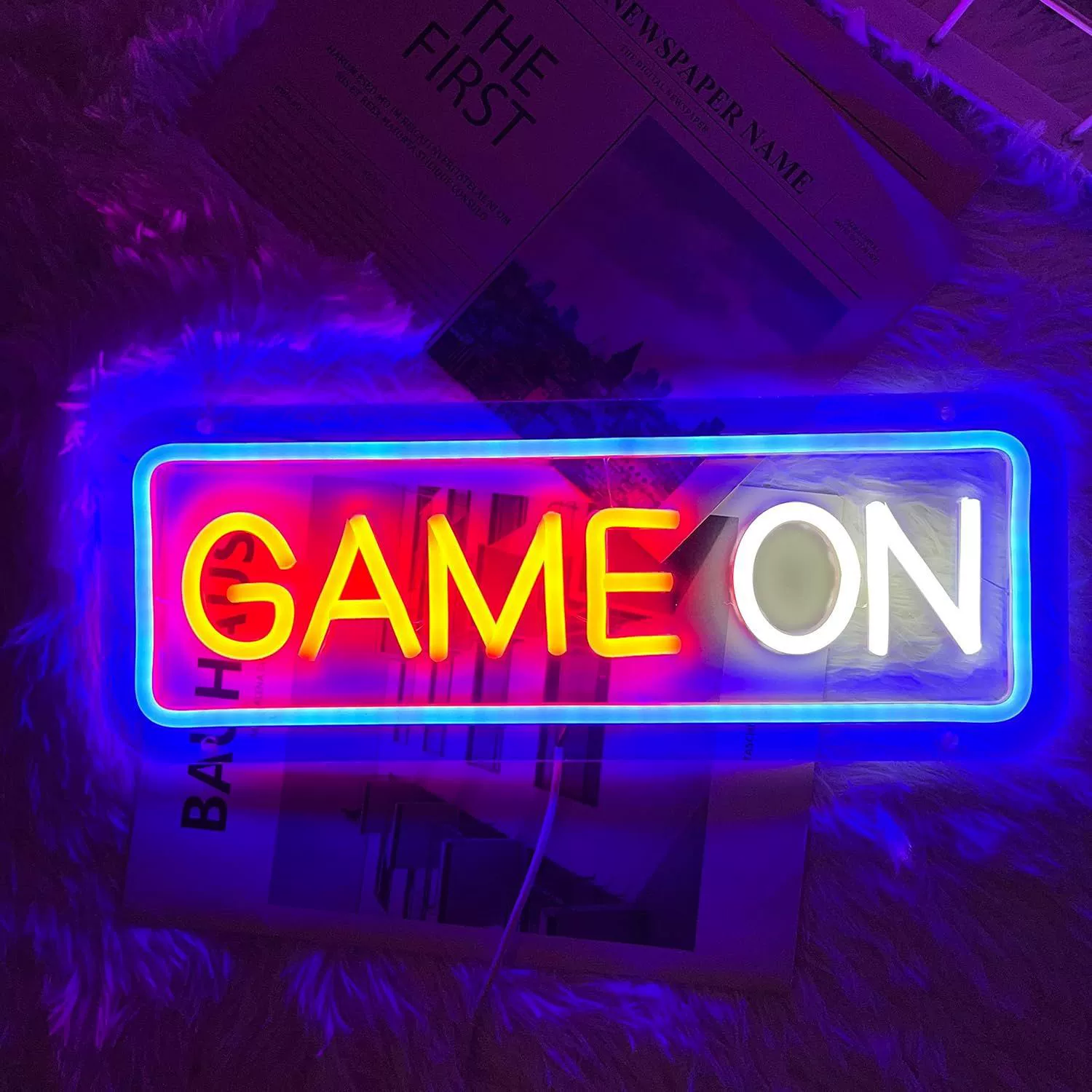 Неоновая светящаяся игровая панель для помещений, светящаяся LED-вывеска (игровая тема)