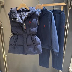 潮牌25ss秋冬新款三件套棉服马甲+卫衣加绒加厚搭配马甲三件套