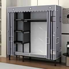 简易衣柜家用卧室钢架加粗加厚钢管组装布衣柜出租房结实耐用柜子