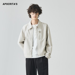 APO男装|跨境秋季外套男高级感痞帅美式宽松休闲翻领拉链夹克上衣