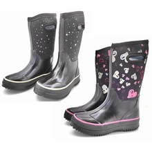 儿童高筒牛布朗雨鞋蓝色星星粉色爱心可爱舒适保暖雨靴