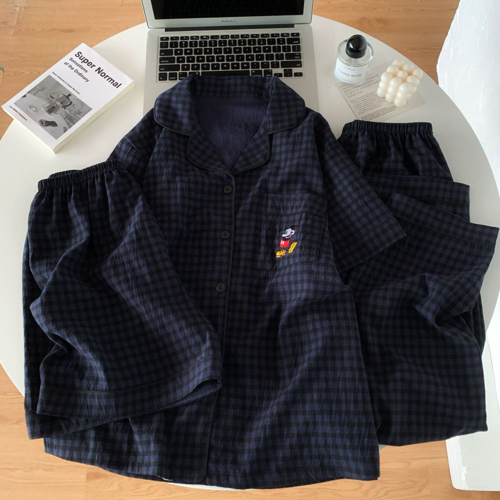 Tres piezas transfronterizas pijamas de primavera y verano nubes de algodón cardigan de mangas cortas pantalones cortos nuevos dulces lindos ropa para el hogar