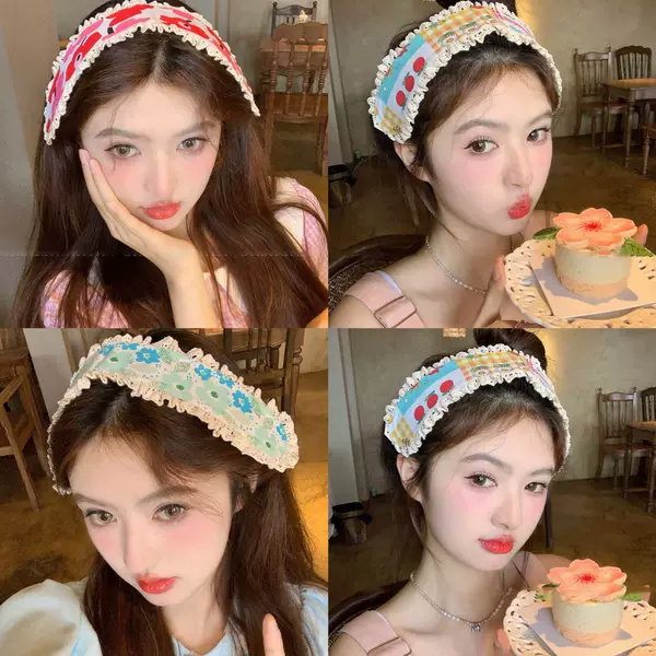 Korean-Style Wide-Brimmed Bangs Hair Accessory for Girls, Woven Magic Tape Headband, Pastoral Style Forehead Hair Patch