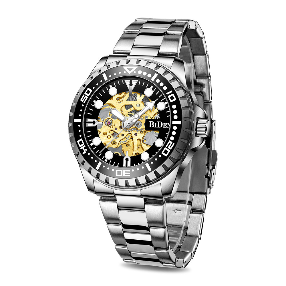 BIDEN reloj mecánico automático de negocios de los hombres reloj de moda ahueca hacia fuera el comercio exterior caliente-venta BIDEN reloj impermeable