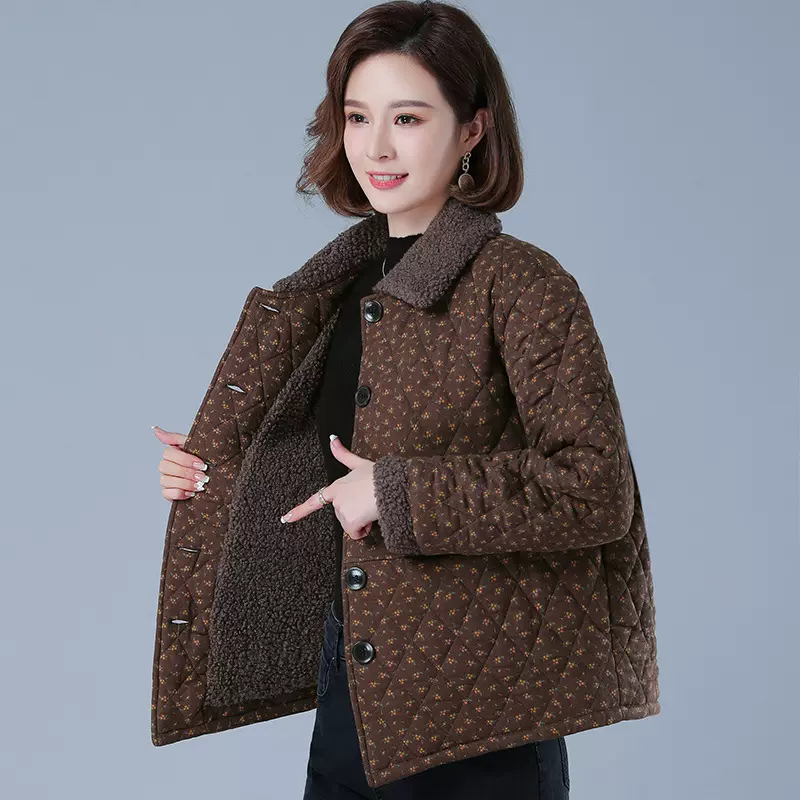 中老年人棉服女短款小棉袄妈妈冬装大码宽松羽绒棉衣加厚夹棉外套