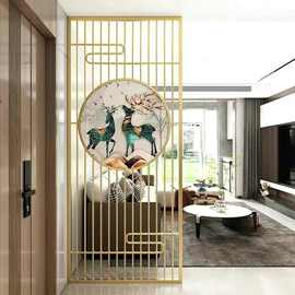 新中式屏风隔断办公室餐厅火锅店房间卫生间镂空装饰金属材质玄关
