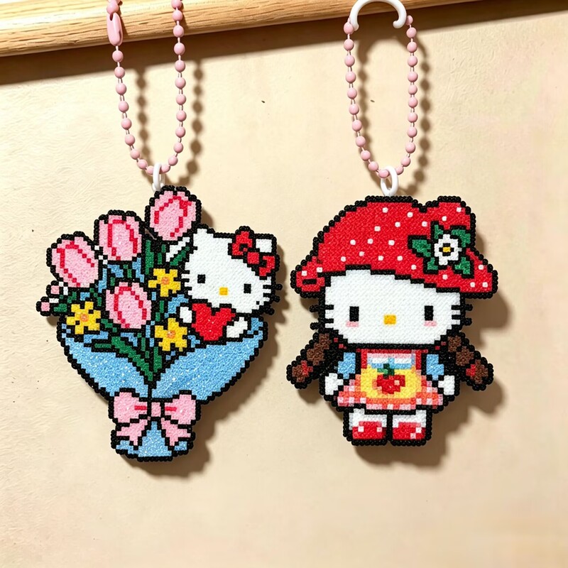 KT pixel pendant imitation bead finished product acrylic keychain student backpack gift for best friends Teacher's Day gift