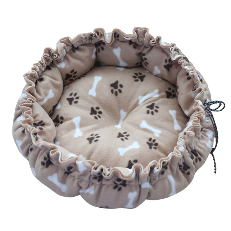 Pet nest (plush) round drawstring bed, adjustable shape, sizes S–XL (small to extra large)